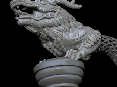 Dragon on a stand with lace tail 3D print model