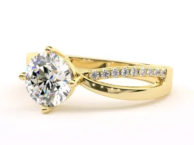 Twisted Round Shape Diamond Engagement Ring 3D print model