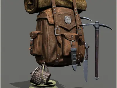 Survival Old Backpack Low-poly 3D model