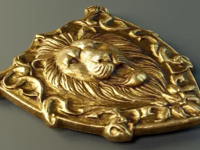 Lion Heraldic Emblem PBR  Low-poly 3D model