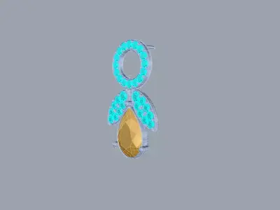 Elegant Diamond and Sapphire Earring 3D Model Free 3D model