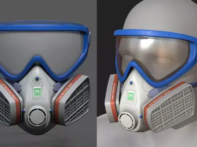 Gas mask helmet 3d safety isolated fantasy  Low-poly 3D model