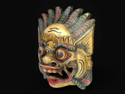 Indonesian ritual mask Low-poly 3D model