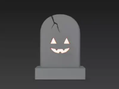 Realistic 3D Model of Gray Tombstone Happy Halloween Grave Prop 3D print model