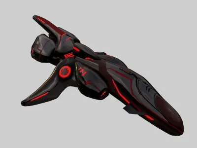 spaceship scout black Low-poly 3D model