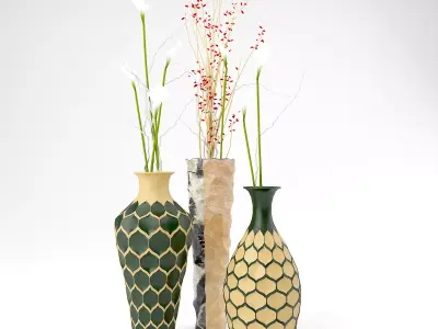 Vases With Flower 3D model