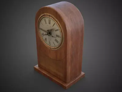 Wooden table clock Low-poly 3D model