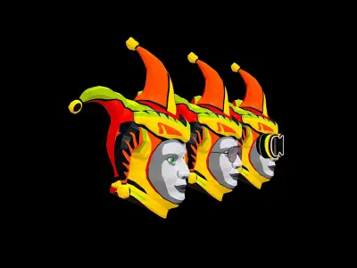 Stylized 3D Joker Clown Mask Jester Low-poly 3D model