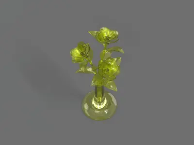 Glass Flower Showpiece Yellow 3D model