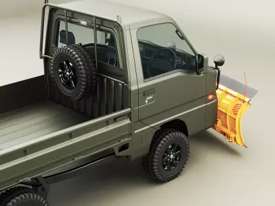 Kei-Truck V Snowplow Low-poly 3D model