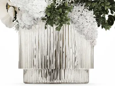 White bouquet of flowers  hydrangea lilac poppy 484 3D model