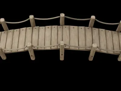 Medieval wooden bridge Free low-poly 3D model