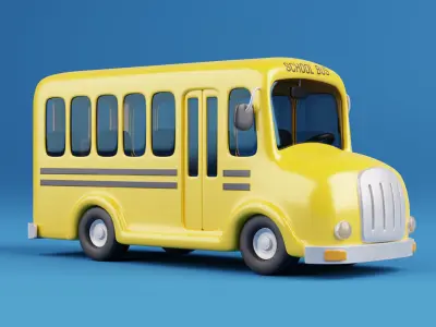 Stylized Cartoon School Bus - fully rigged 3D model