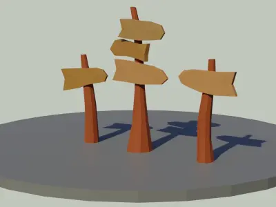 Low Poly Signpost directional sign Free 3D model