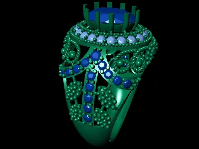 Women Ring 81 indian style oval cut diamond ring for women 3D print model