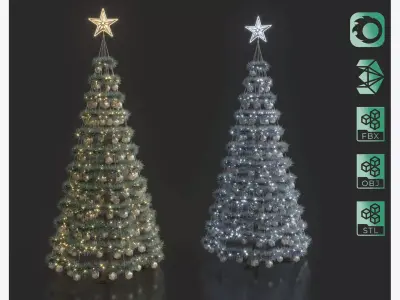 Modern Artficial Wire Decorated Christmas tree 3D model