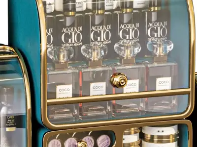 Designer shelf with luxury cosmetics for bathroom  3D model