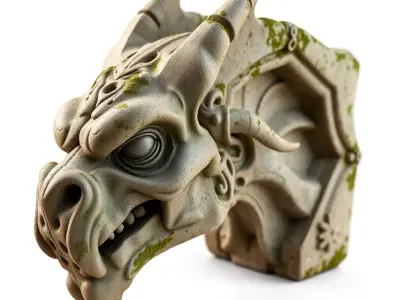 Ancient Stone Dragon Head Low-poly 3D model