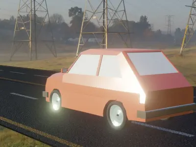 Fiat 126 Low Poly Low-poly 3D model