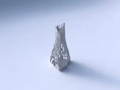 Vase grounded tilted triangle with cracked organic lattice 2 3D print model