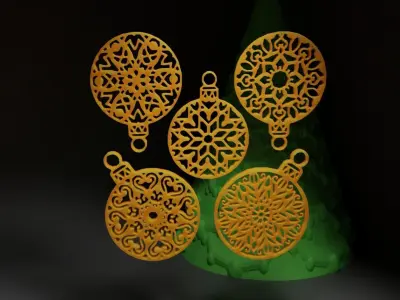 Christmas Ornament - Pendant - Christmas Tree Set 3D print model
