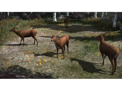 4 Animated Animals For Games Low-poly 3D model