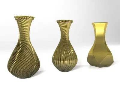 Vases three gold Free 3D model