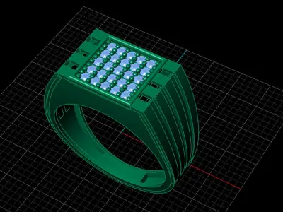 Print Ready STL 3DM  Gents Rings Diamond Men Ring  3D print model 133