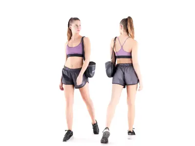 Sporty woman walking 31 Low-poly 3D model