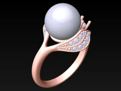 Pearl womens ring - GN191 3D print model