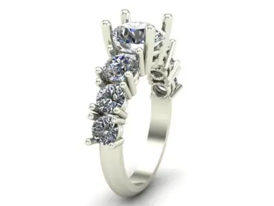 Engagement Ring With 7 Round Diamond 3D model