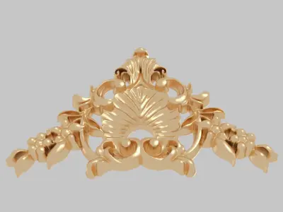 Classic 3D motifs inlaid with gold frame 3D model