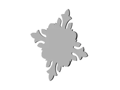 Square floral motif rosette carving molding relief onlay 3D print model