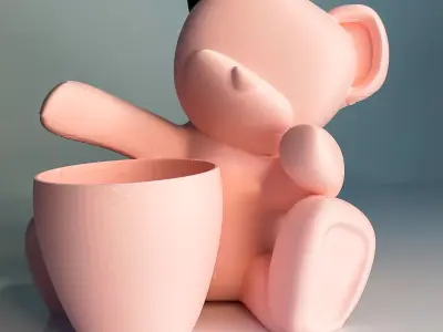 TEDDY BEAR VASE GRADUATION GIFT 3D model