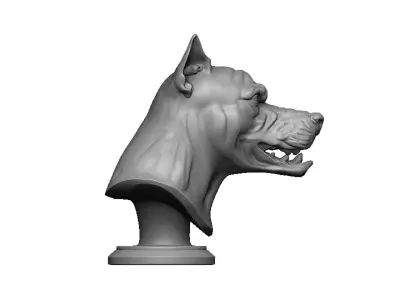 pitbull head bust 3D print model