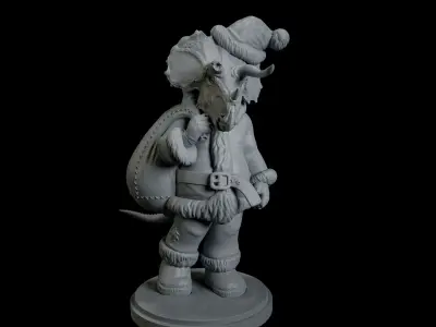 Triceratops Santa Claus - pre supported dinosaur humanoid 3D print model