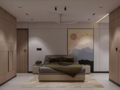 master  Bedroom 3D Model  Minimalist Interior Scene 3D model