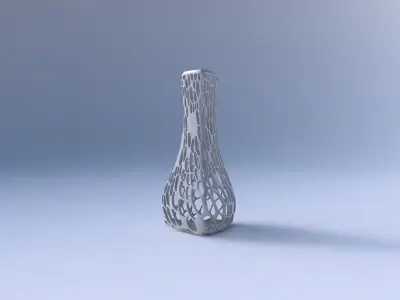 Vase puffy triangle with dense organic lattice 2 3D print model
