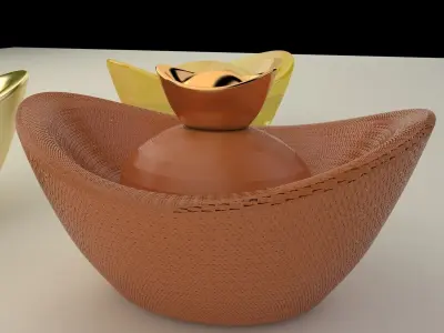 Chinese Gold Ingot  3D model 27