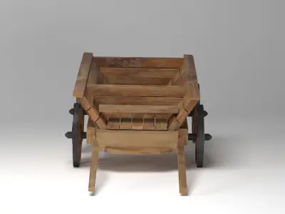 Old Wooden Cart PBR 3D model