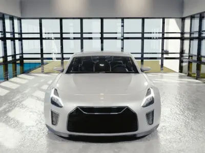 BLENDER EEVEE Brandless Small 4 door sedan Low-poly 3D model