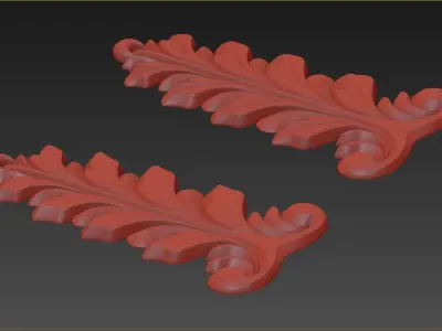 3D Carved decor vertical 3D model