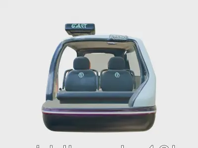 Futuristic Gravity Taxi 3D Model with Holographic Seating Low-poly 3D model