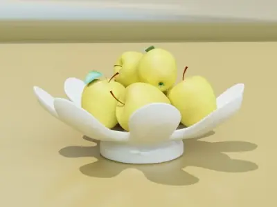 Yellow Apples in Bowl 3D model