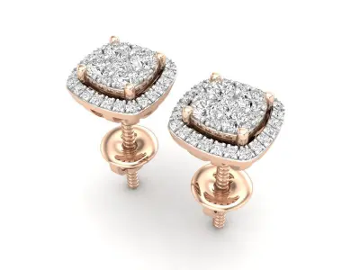 AV 606 Diamond Ladies Cluster Style Stud Earrings 3D print model