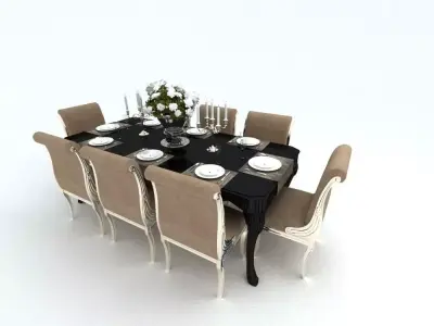 table dining with chairs 3D model