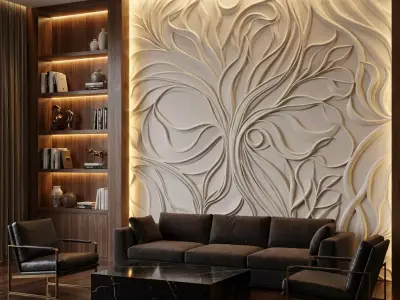 modern panel wall decor set wall relief mural CNC 149 3D model