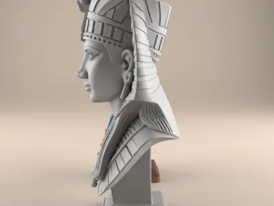Pharaonic Egyptian Queen Bust - Unique Desk Decor STL 3D print model