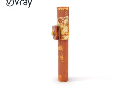 Rusty Metal Pipe with Clamp Model Pack Low-poly 3D model