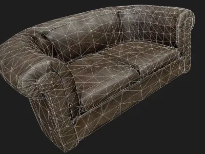 Old Leather Couch PBR Low-poly 3D model